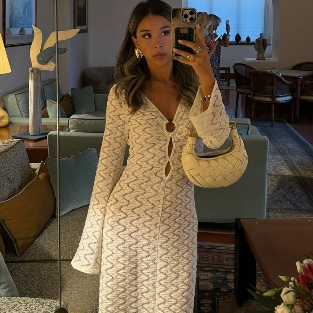 12th Tribe Tatiana Crochet O Ring Maxi Dress